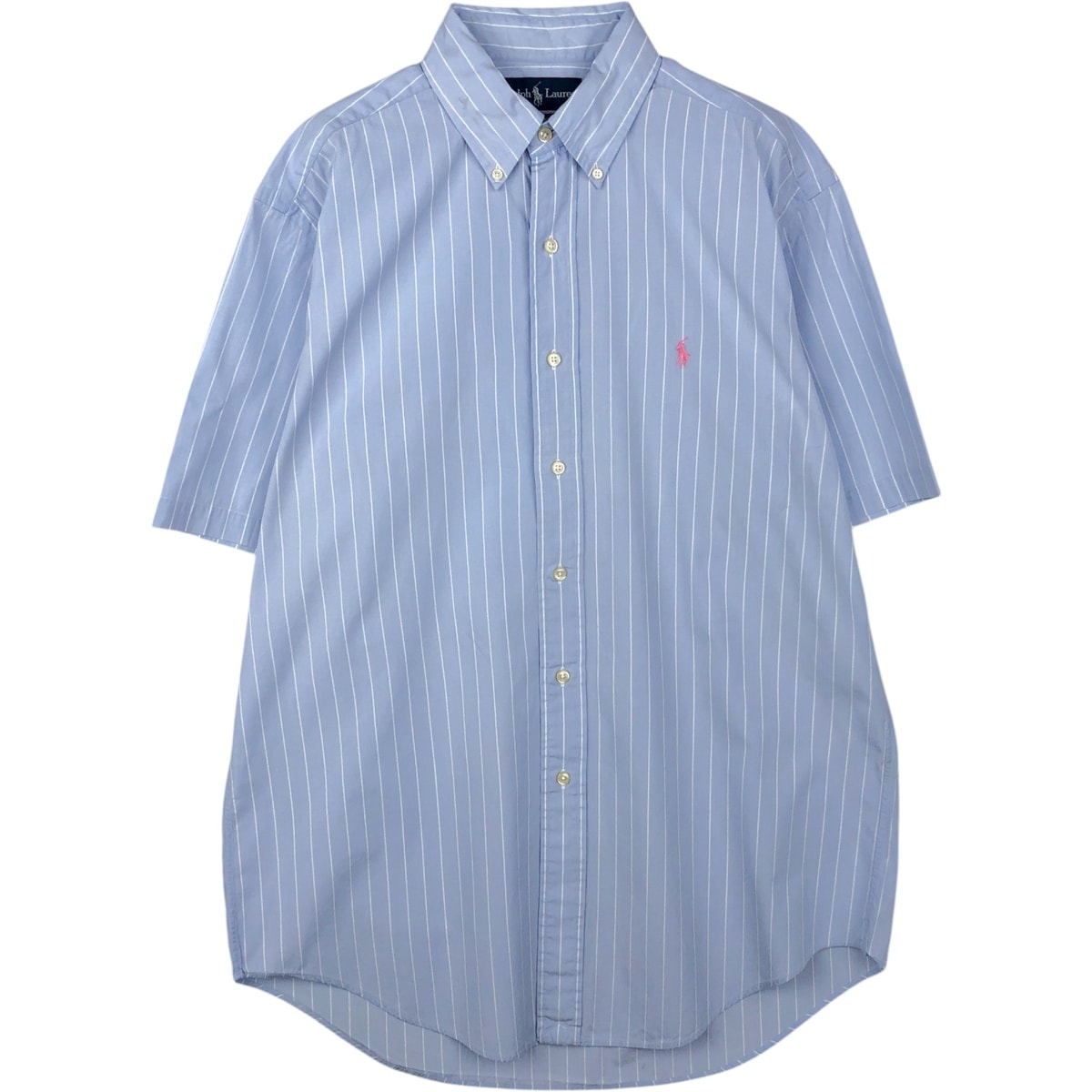 古着 ラルフローレン Ralph Lauren CLASSIC FIT 半袖 ボタンダウン ストライプシャツ メンズM相当/eaa644848