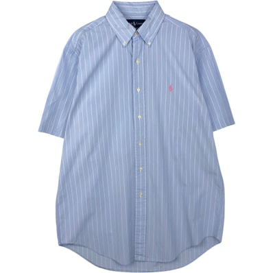 古着 ラルフローレン Ralph Lauren CLASSIC FIT 半袖 ボタンダウン ストライプシャツ メンズM相当/eaa644848