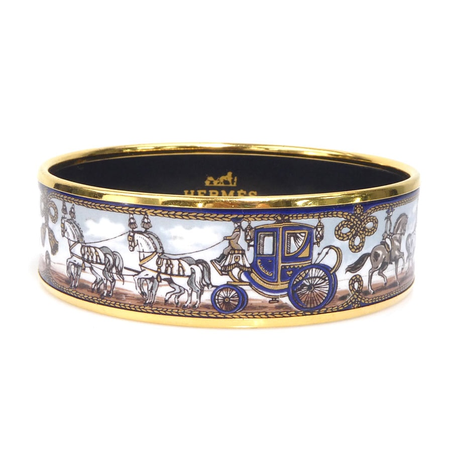 エルメス HERMES バングル ブレスレット エマイユ メタル/エナメル ゴールド/ホワイト/マルチカラー レディース【中古】 e61286a