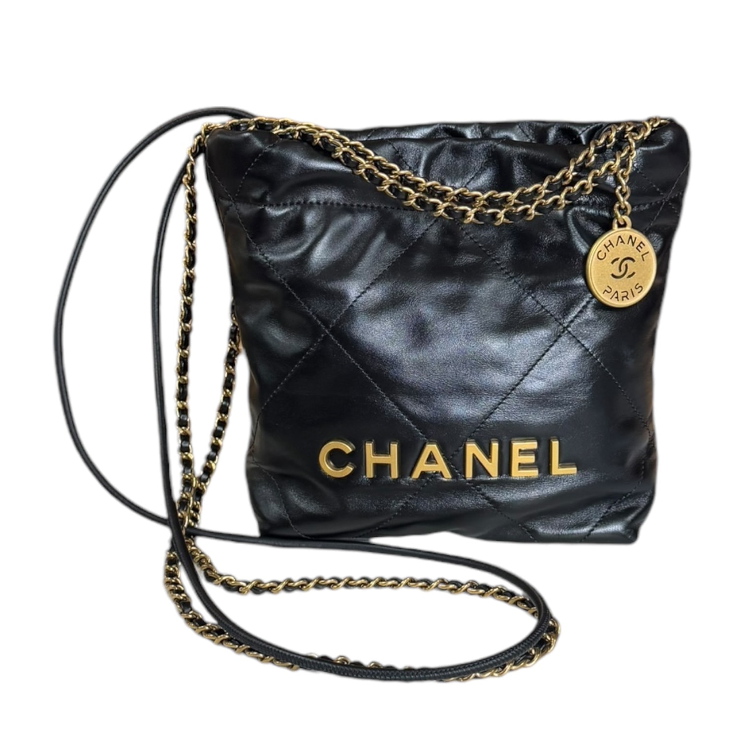 シャネル ミニハンドバッグ シャネル22 ショルダーバッグ AS3980 ブラック レディース CHANEL  中古