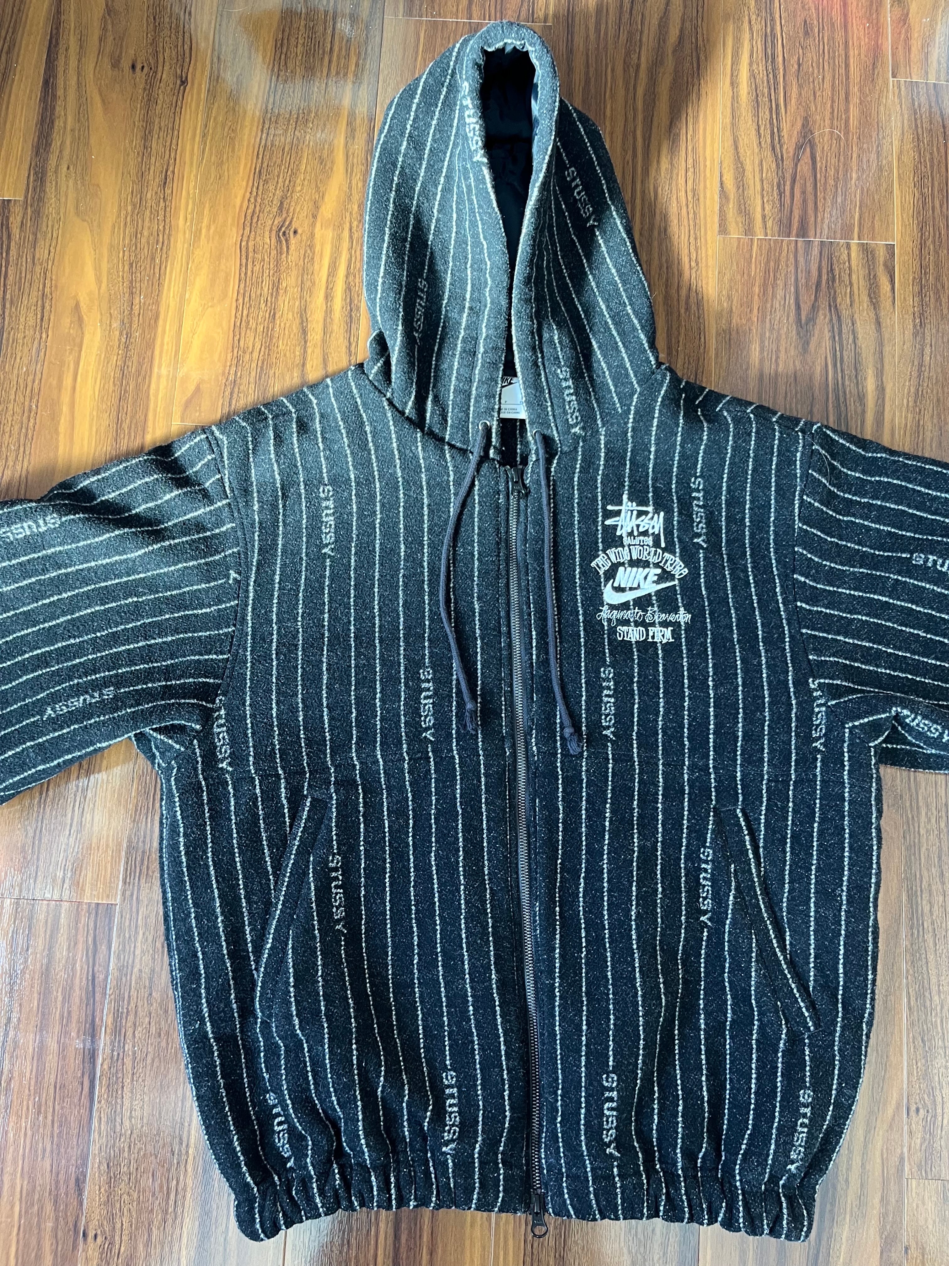 Stussy x Nike Striped Wool Jacket "Black"