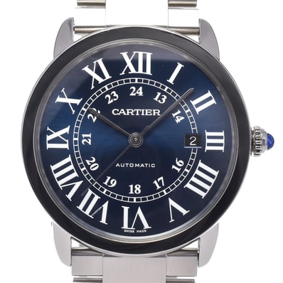 カルティエ CARTIER WSRN0023 ロンド ソロ ドゥ カルティエ ブルー 自動巻き メンズ 美品 保証書付き 腕時計 L#148518