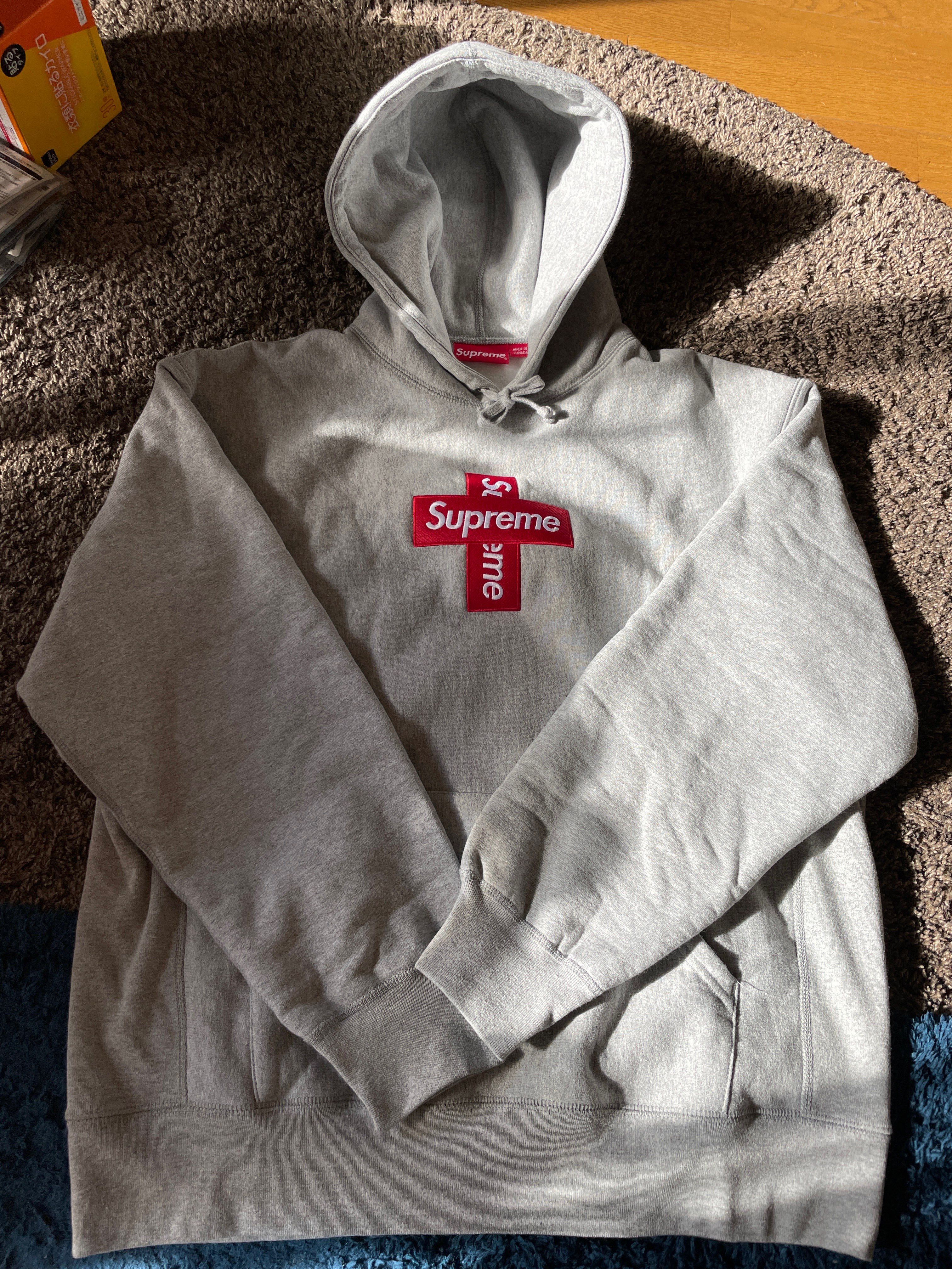 Supreme Cross Box Logo Hooded Sweatshirt "Grey"