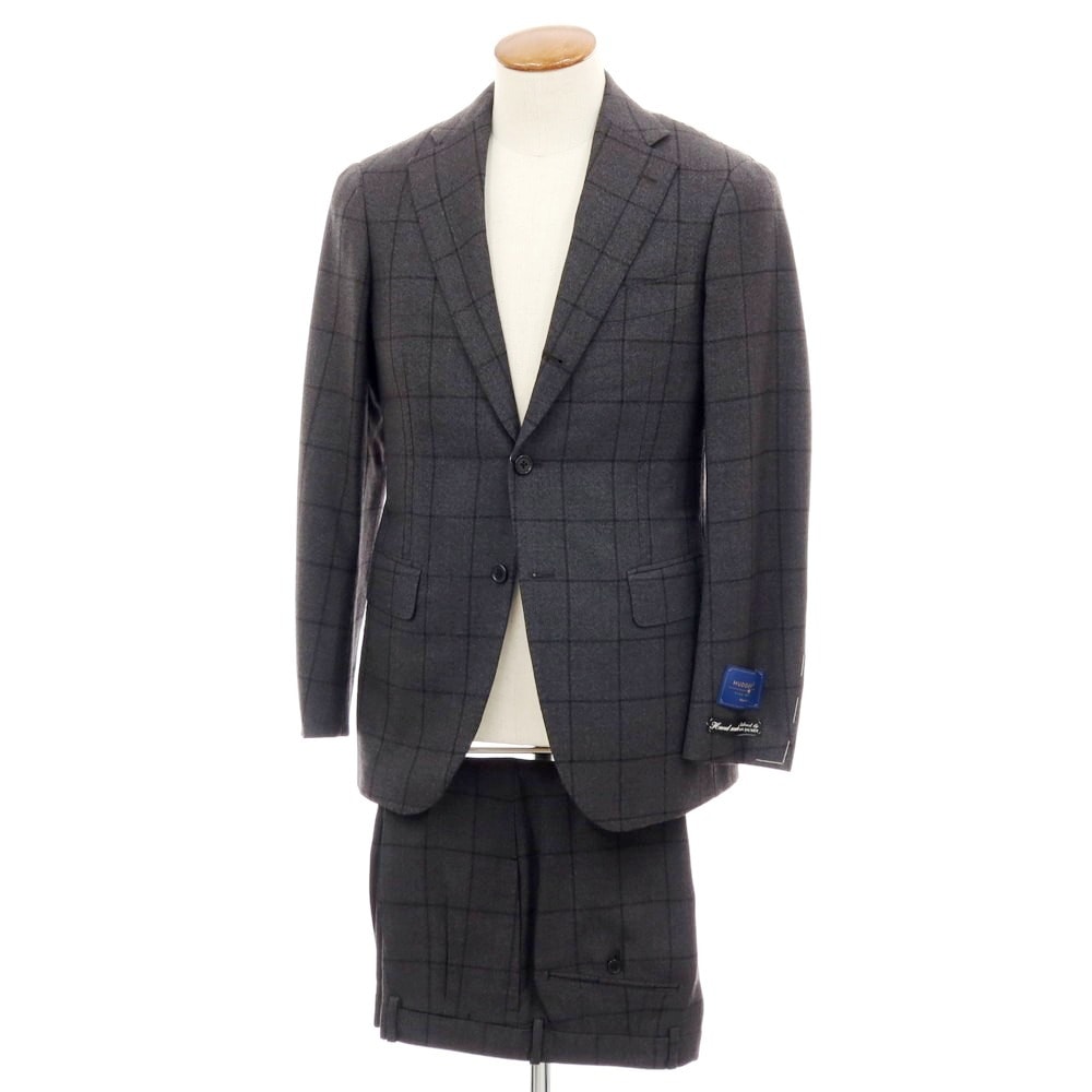 【中古】【未使用】ビームスエフ BEAMS F ウール チェック 3つボタンスーツ ダークグレーxブラック【サイズ46】【メンズ】