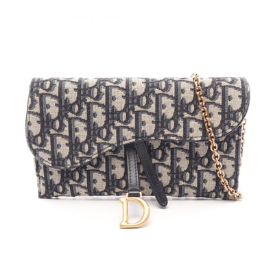 ディオール Dior SADDLE サドル ロングウォレット ディオール オブリーク ジャガード ショルダーバッグ バッグ キャンバス レザー レディース ベージュ系 / ネイビー系 S5614CTZQ_M928 【中古】