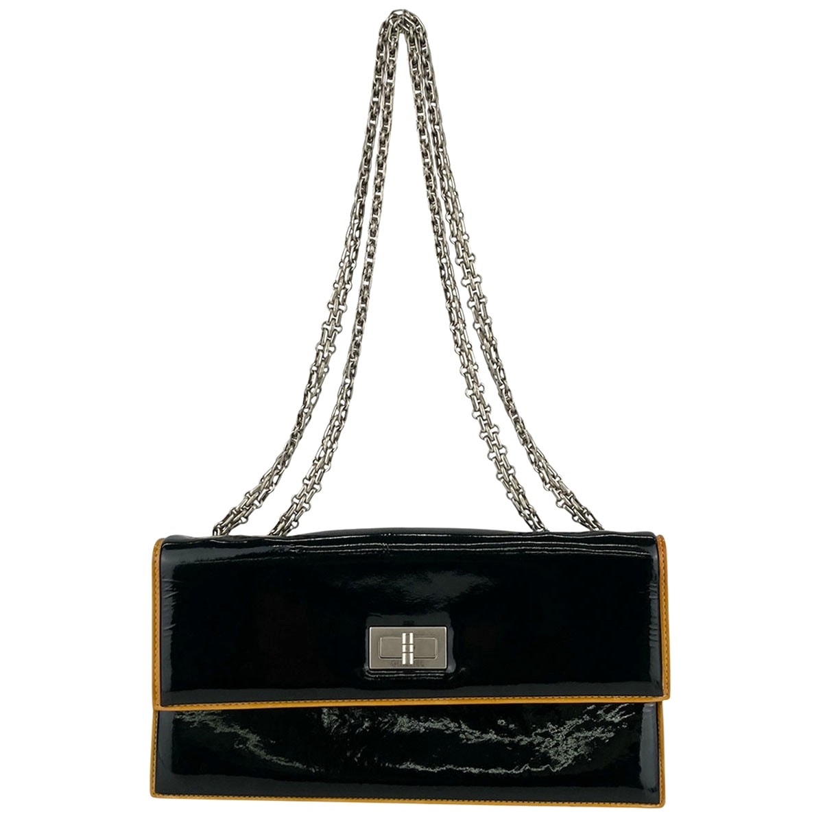 CHANEL シャネル 2.55 チェーンショルダーバッグ ショルダーバッグ パテントレザー ブラック  レディース【中古】