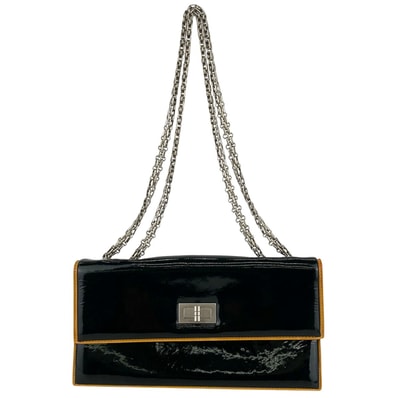 CHANEL シャネル 2.55 チェーンショルダーバッグ ショルダーバッグ パテントレザー ブラック レディース【中古】