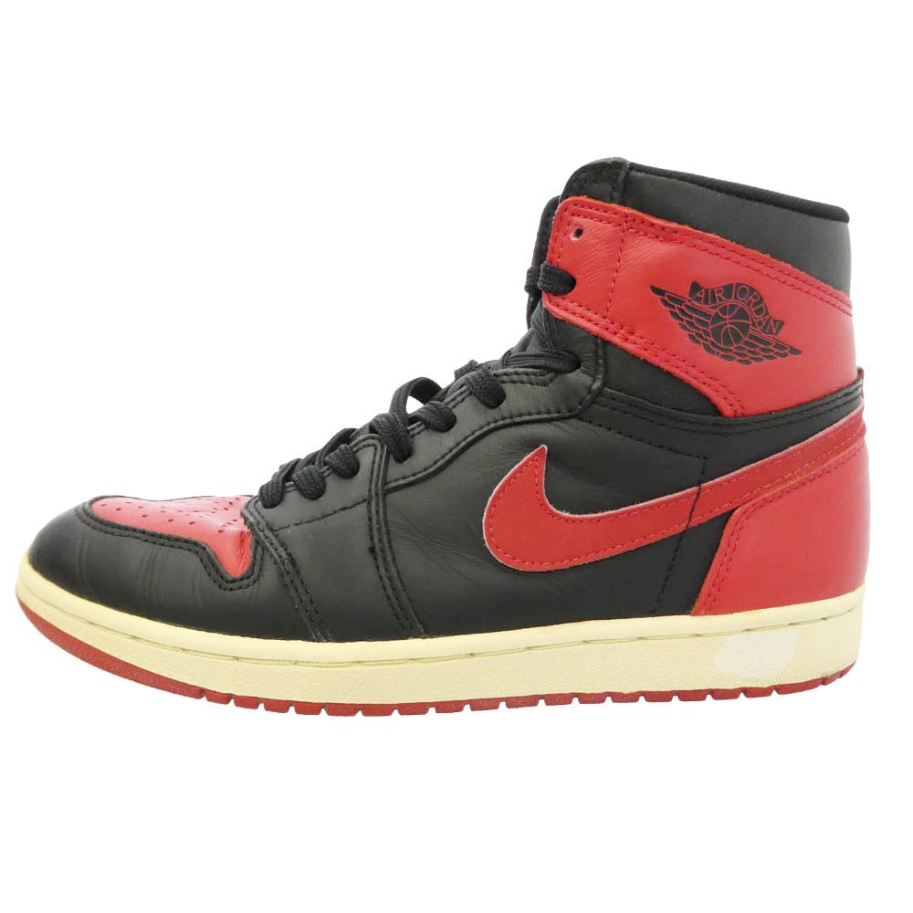 NIKE ナイキ 130207-061 【フェイクバスターズ鑑定済】【鑑賞用】94年復刻 AIR JORDAN 1 HIGH BRED AJ1 エアジョーダン ハイ ブレッド スニーカー レッド系 ブラック系 27cm【中古】