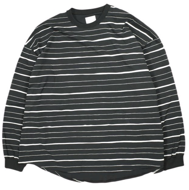 Stripes For Creative ストライプフォークリエイティブ S.F.C 25AW 日本製 SUPER BIG MIX STRIPE LS NYLON TEE スーパービッグミックスストライプロングスリーブナイロンTシャツ L BLACK ボーダー