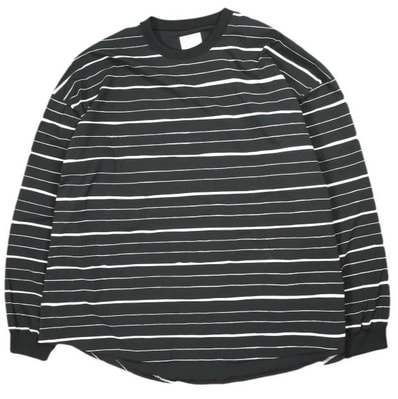 Stripes For Creative ストライプフォークリエイティブ S.F.C 25AW 日本製 SUPER BIG MIX STRIPE LS NYLON TEE スーパービッグミックスストライプロングスリーブナイロンTシャツ L BLACK ボーダー
