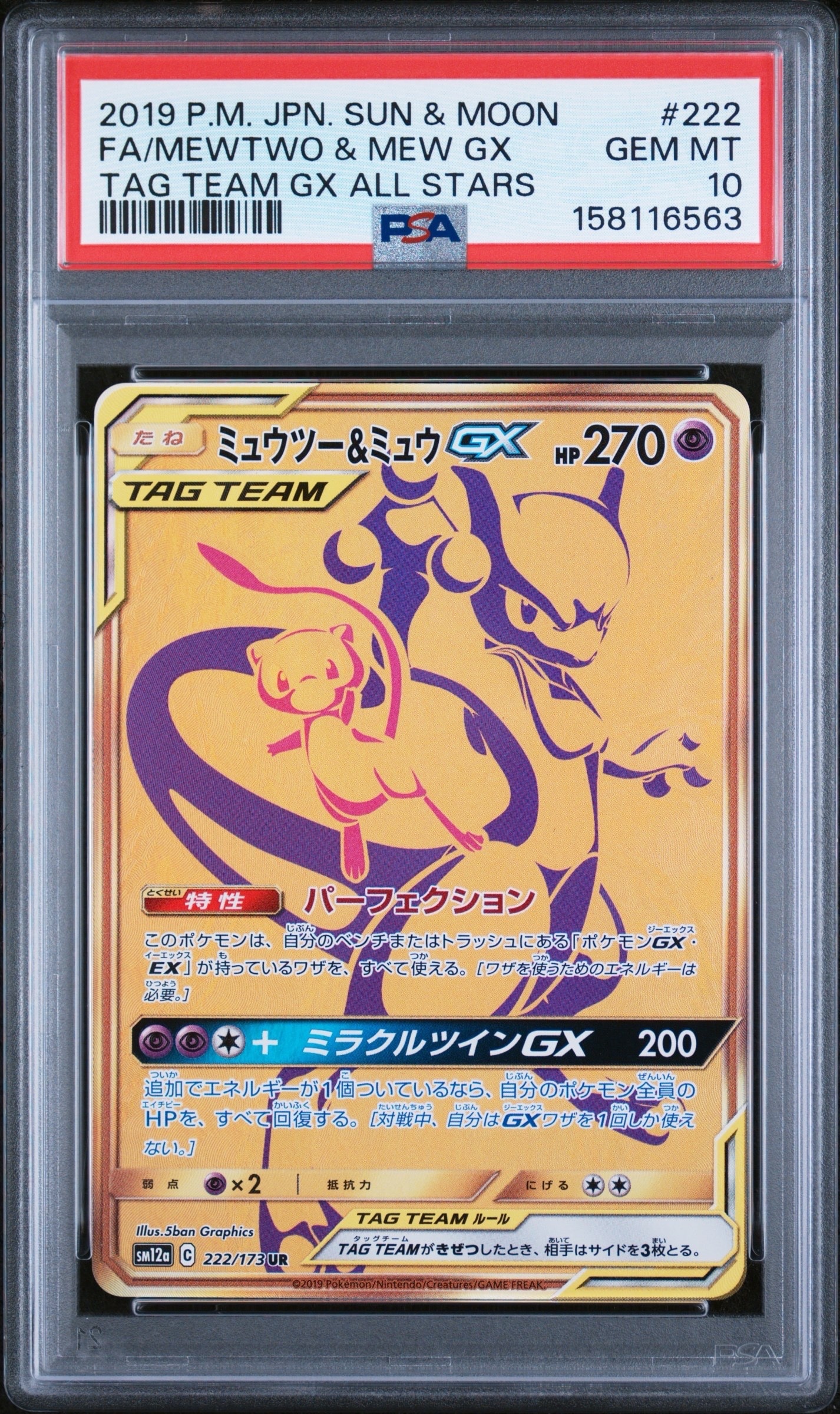 ミュウツー&ミュウGX UR[SM12a 222/173](ハイクラスパック「TAG TEAM