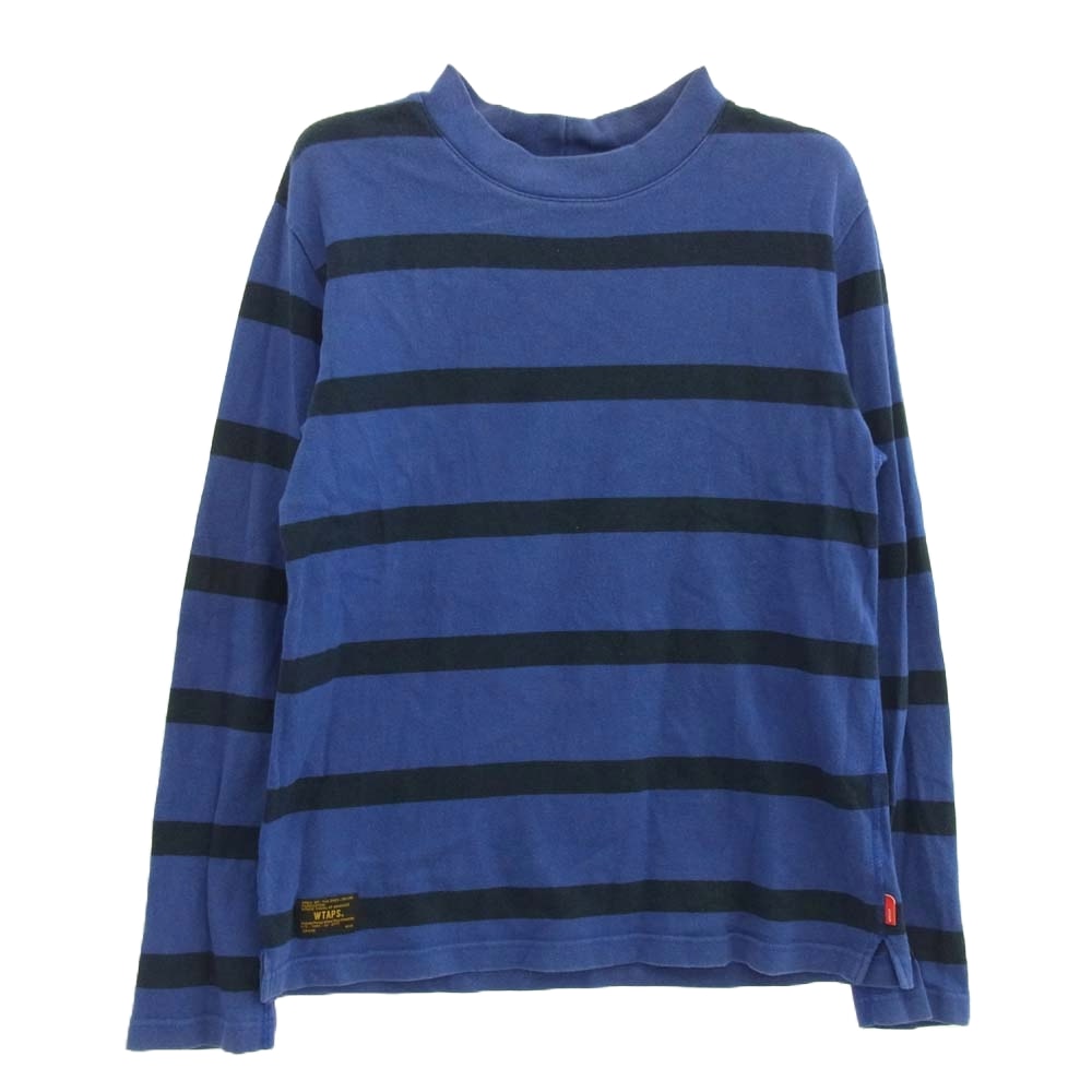 WTAPS ダブルタップス Tシャツ 15AW 152ATDT-CSM15 VASQUE L/S BANNER SS TEE COTTON コットン ボーダー 長袖 Tシャツ バスクシャツ ネイビー系 M【中古】