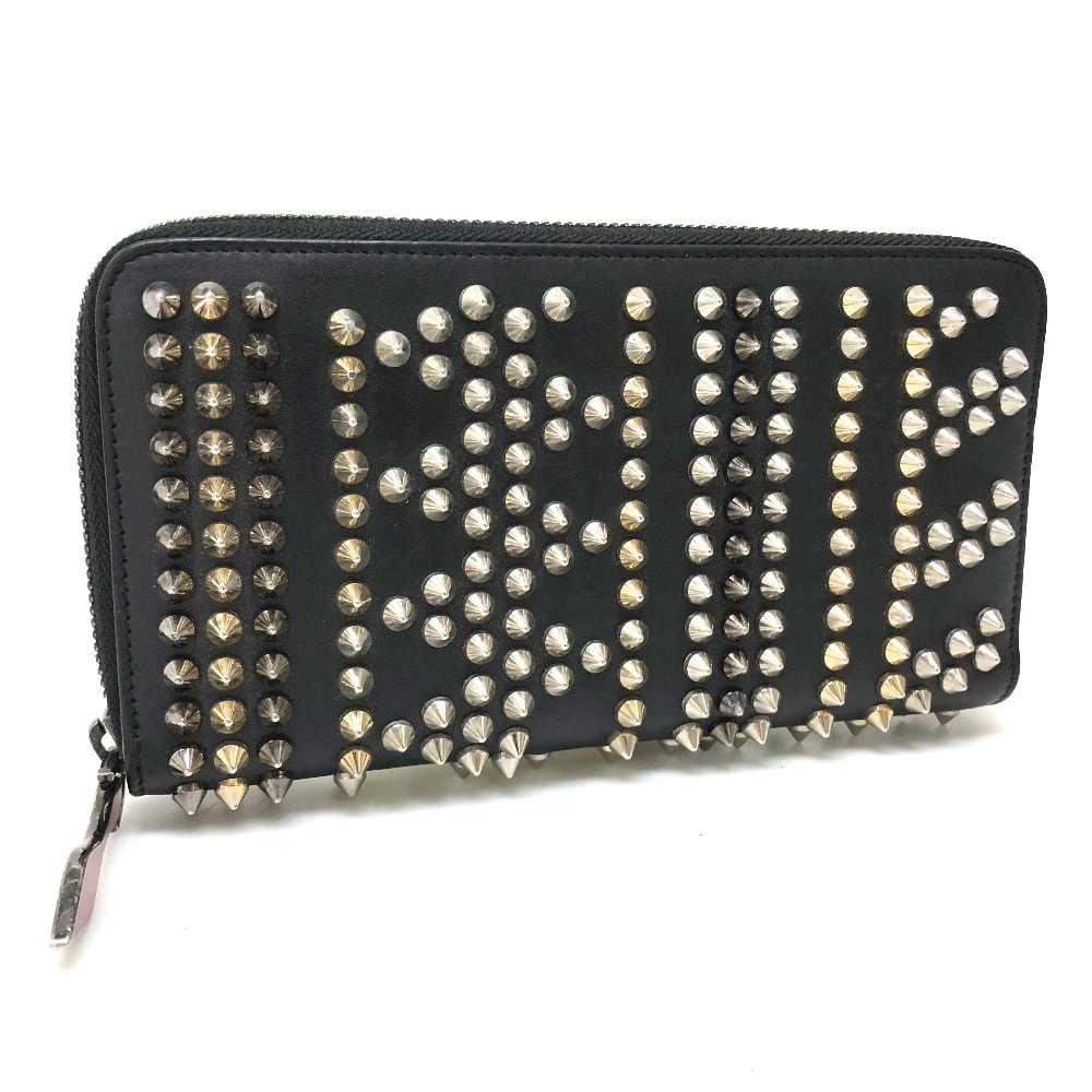 クリスチャンルブタン Christian Louboutin パネトーネ スパイクスタッズ 3145073 ラウンドファスナー長財布 長財布 レザー ブラック