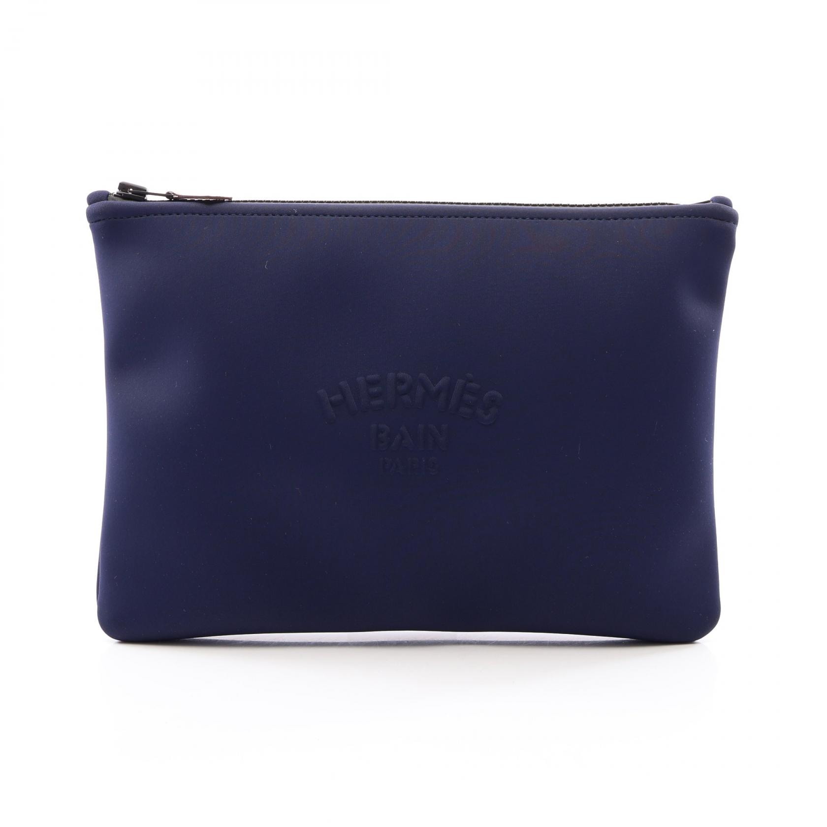 エルメス HERMES ネオバンMM ポーチ バッグ ポリアミド ネオプレン ブルーマリン レディース ネイビー系 H104312M 01 【中古】
