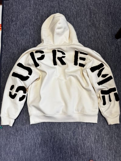 Supreme Faux Fur Lined Zip Up Hooded Sweatshirt "Natural"