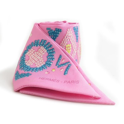 エルメス HERMES スカーフ ツイリー シルク ピンク系 レディース【中古】 r11077a