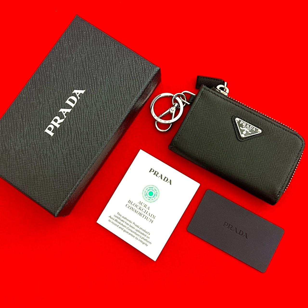 PRADA プラダ 三角ロゴ 金具 レザー コインケース ブラック
 36005