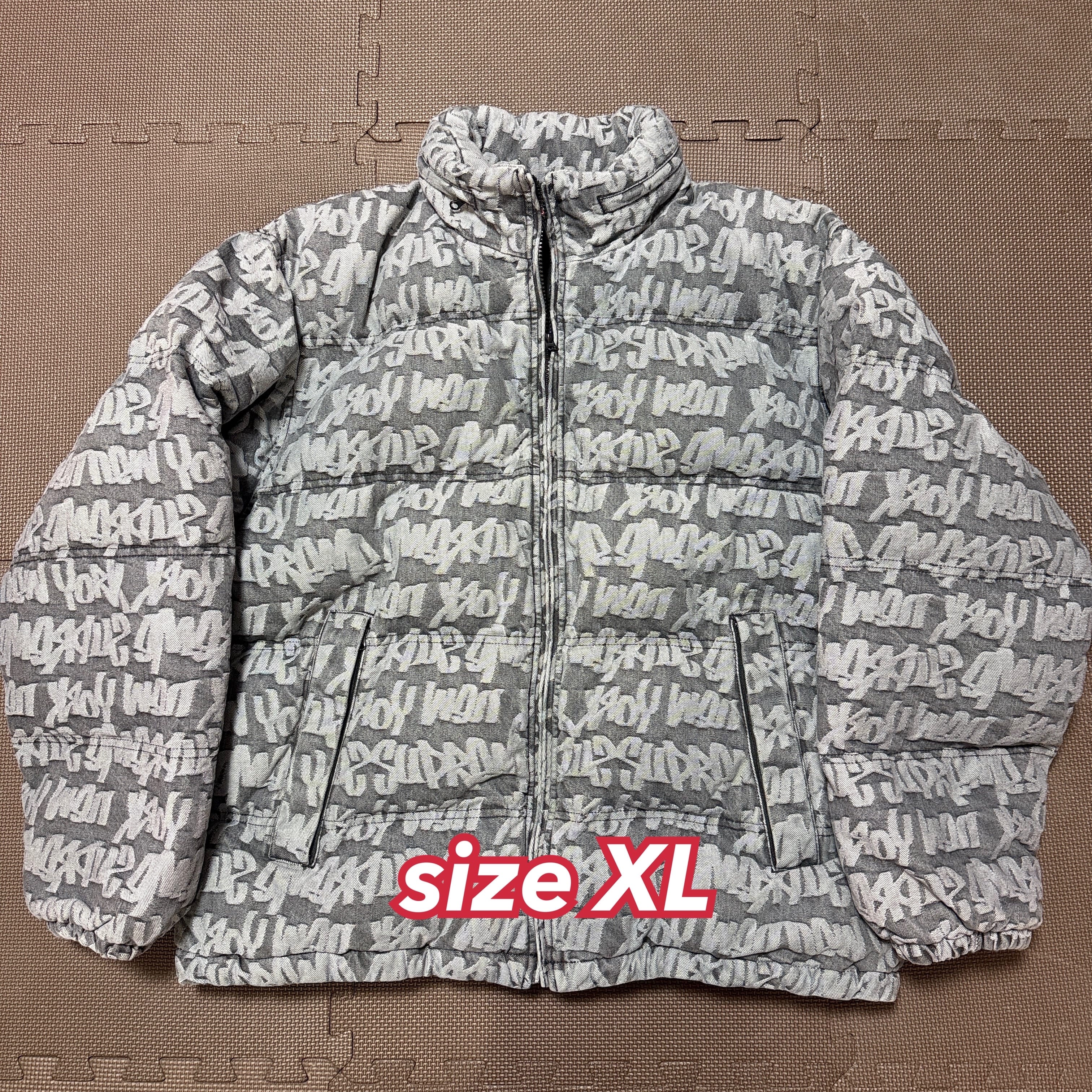 Supreme Fat Tip Jacquard Denim Puffer Jacket "Black"
