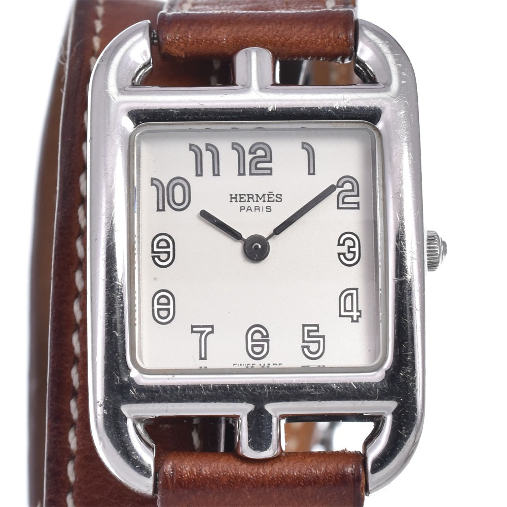 エルメス HERMES CC1.210 ケープコッド ドゥブルトゥール シルバー クォーツ レディース 良品 腕時計 M#148514