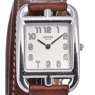 エルメス HERMES CC1.210 ケープコッド ドゥブルトゥール シルバー クォーツ レディース 良品 腕時計 M#148514