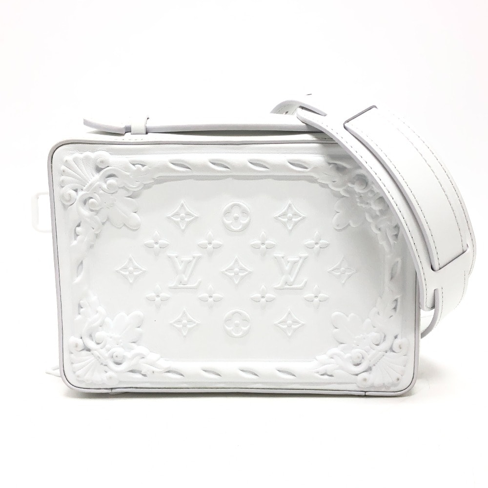 ルイヴィトン LOUIS VUITTON ソフトトランク M21833 LVオーナメント 斜め掛け カバン ボックスバッグ 2WAYバッグ ハンドバッグ ショルダーバッグ レザー ホワイト 未使用