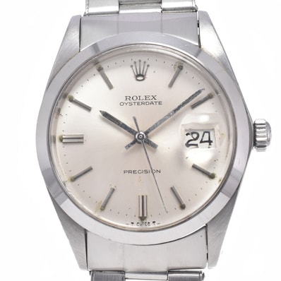 ロレックス ROLEX 6694 ヴィンテージ オイスターデイト プレシジョン Cal.1225 シルバー 手巻き メンズ 良品 腕時計 O#148135
