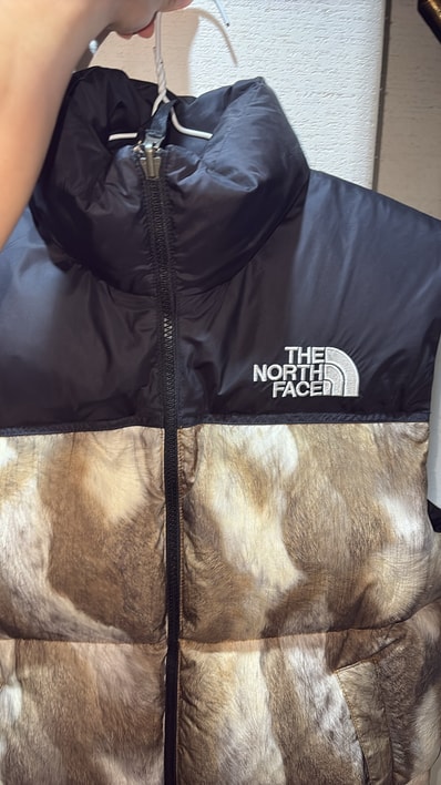 Supreme x The North Face Fur Print Nuptse Vest "Brown"