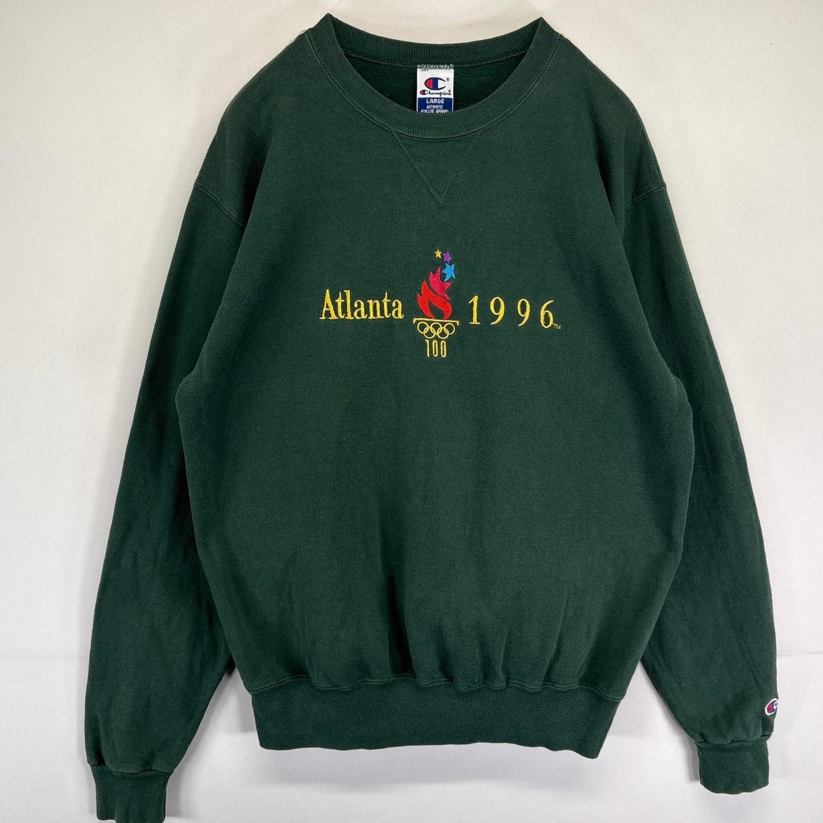 古着 90's/90年代 チャンピオン Champion USA製 スウェット トレーナー アトランタオリンピック ロゴ刺繍 L  グリーン メンズ