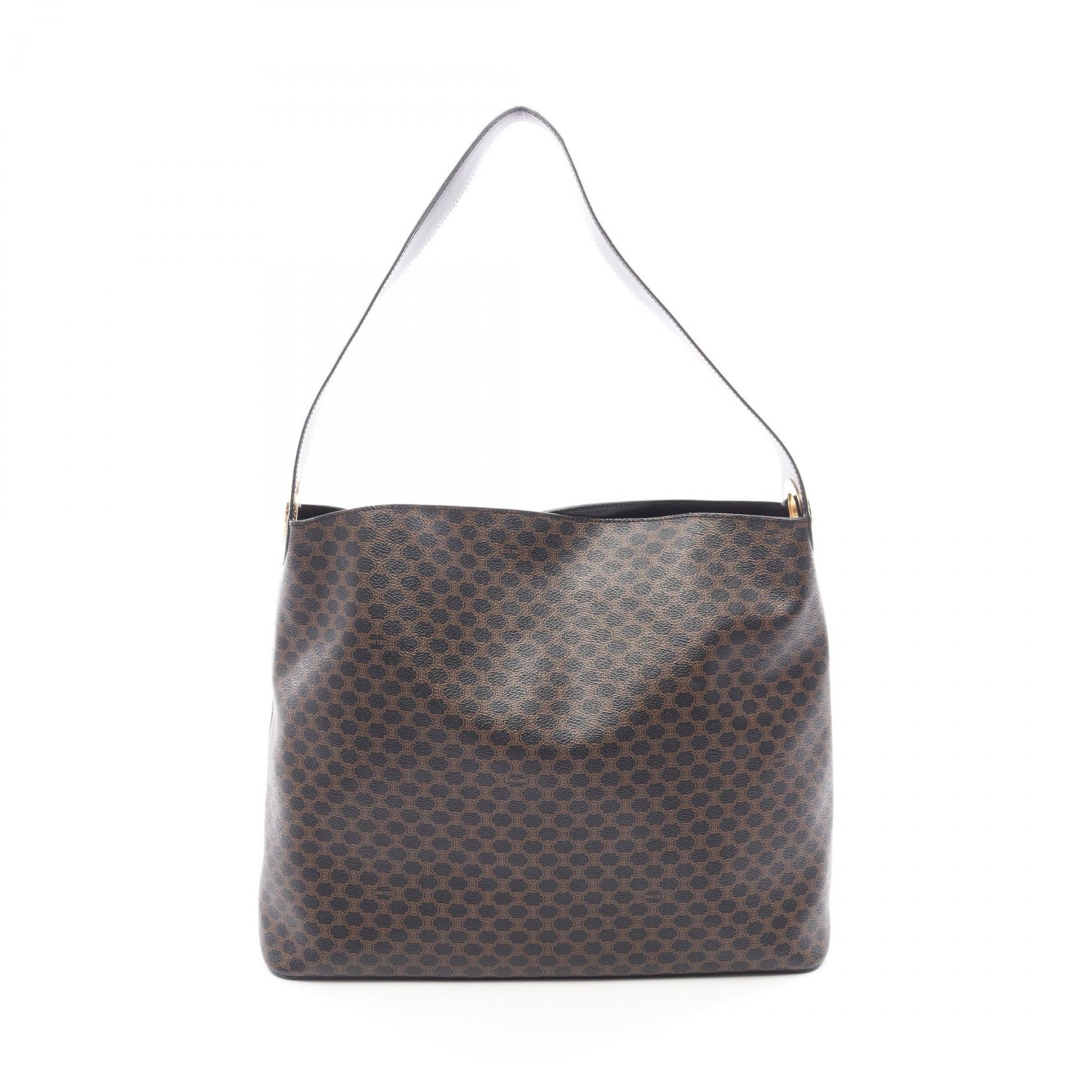 セリーヌ CELINE マカダム ショルダーバッグ バッグ PVCコーティングキャンバス レザー レディース ブラウン系 / ブラック系 【中古】
