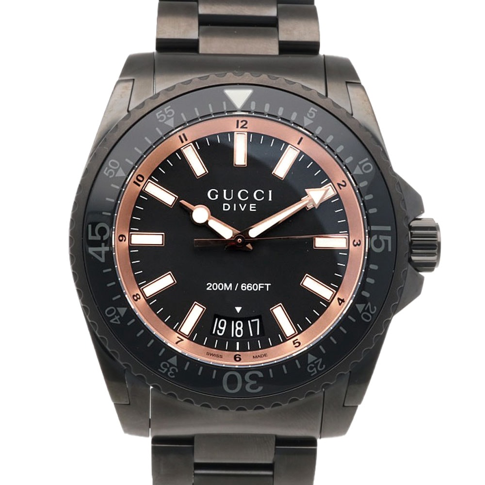 グッチ ダイブ 腕時計 時計 ステンレススチール YA136213(136.2) クオーツ メンズ 1年保証 GUCCI  中古