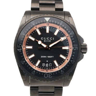 グッチ ダイブ 腕時計 時計 ステンレススチール YA136213(136.2) クオーツ メンズ 1年保証 GUCCI 中古