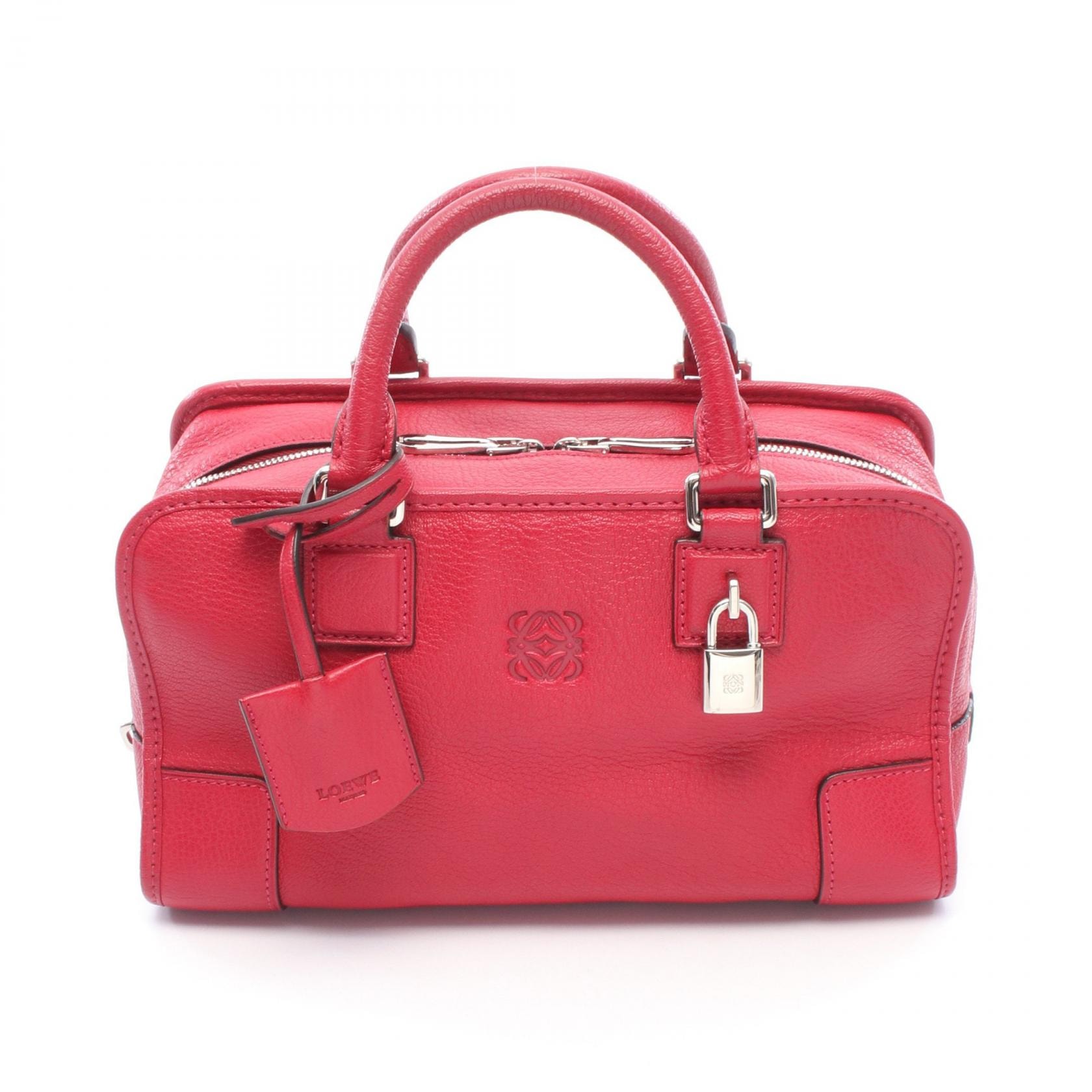 ロエベ LOEWE アマソナ28 ハンドバッグ バッグ レザー レディース レッド系 【中古】