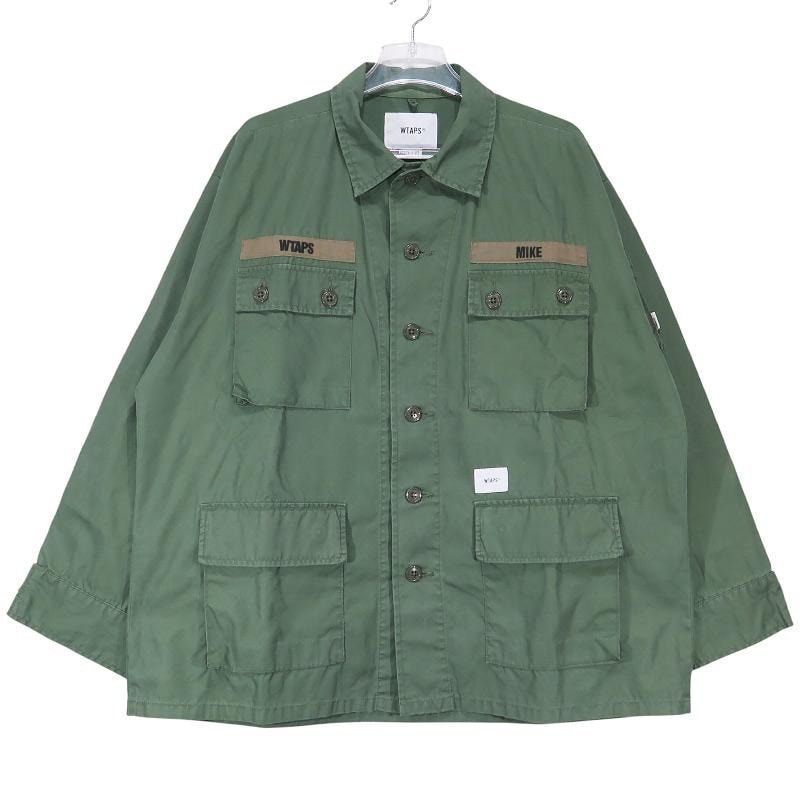 WTAPS ダブルタップス 19SS JUNGLE LS 01/SHIRT.NYCO.OXFORD 191WVDT-SHM01 ジャングル ロングスリーブ シャツ コットン ナイロン オックスフォード オリーブドラブ 長袖 サイズ02(M)