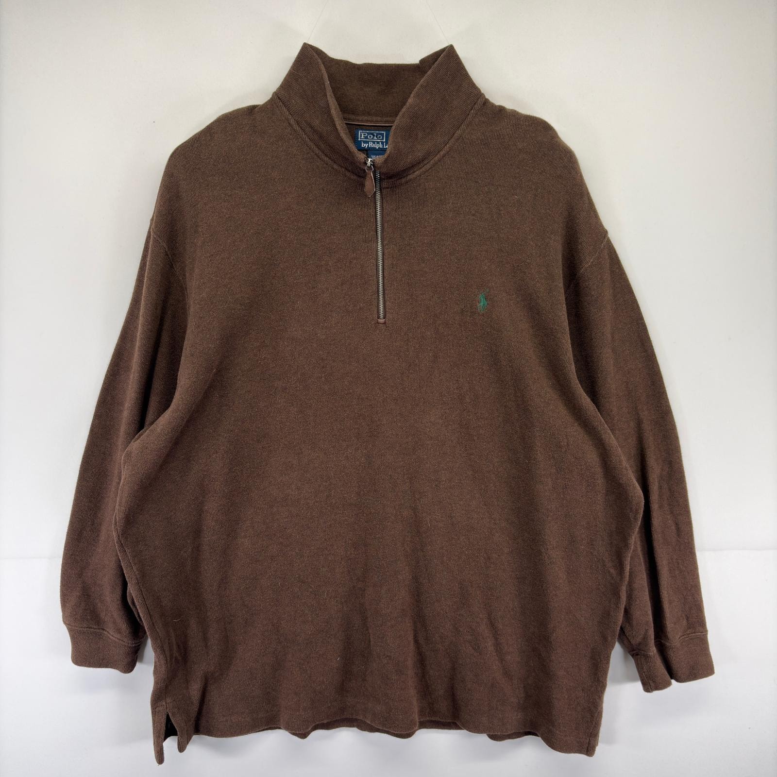 古着 ポロバイラルフローレン Polo by Ralph Lauren スウェット ハーフジップ プルオーバー 大きいサイズ 3XL  ブラウン系 メンズ