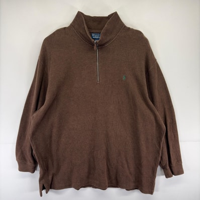 古着 ポロバイラルフローレン Polo by Ralph Lauren スウェット ハーフジップ プルオーバー 大きいサイズ 3XL ブラウン系 メンズ