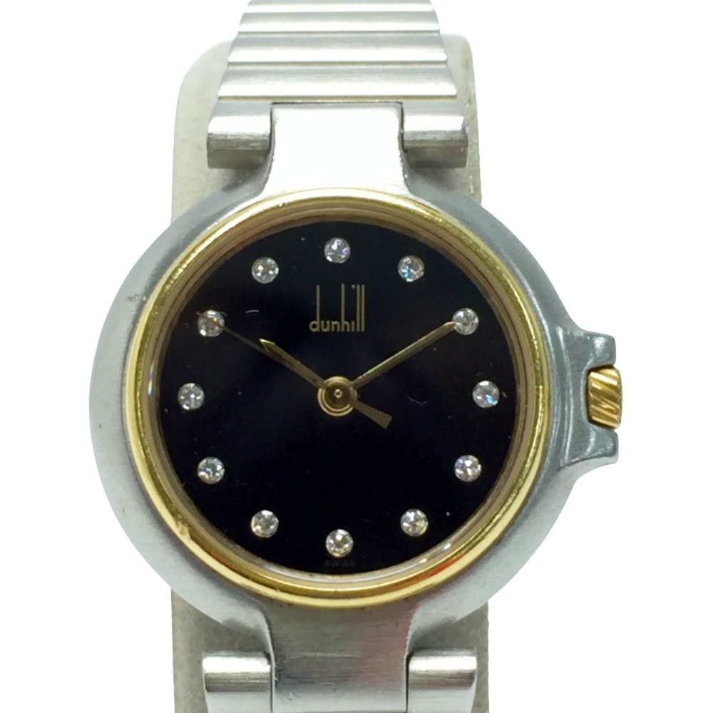 ☆☆dunhill ダンヒル ミレニアム 12Pダイヤ コンビ ブラック クォーツ レディース 腕時計