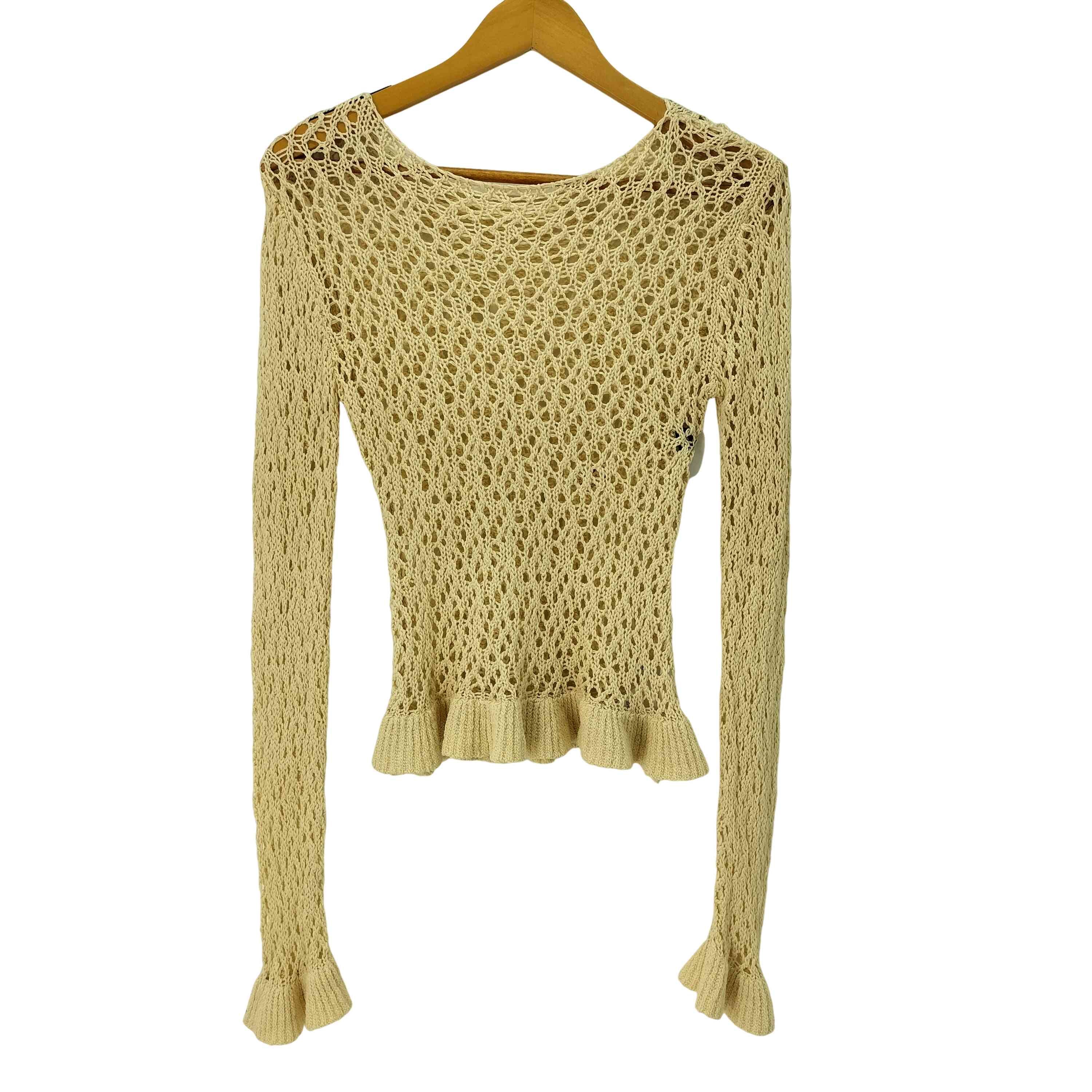 BOAT NECK CROCHET KNIT TOPS【1142233122551】