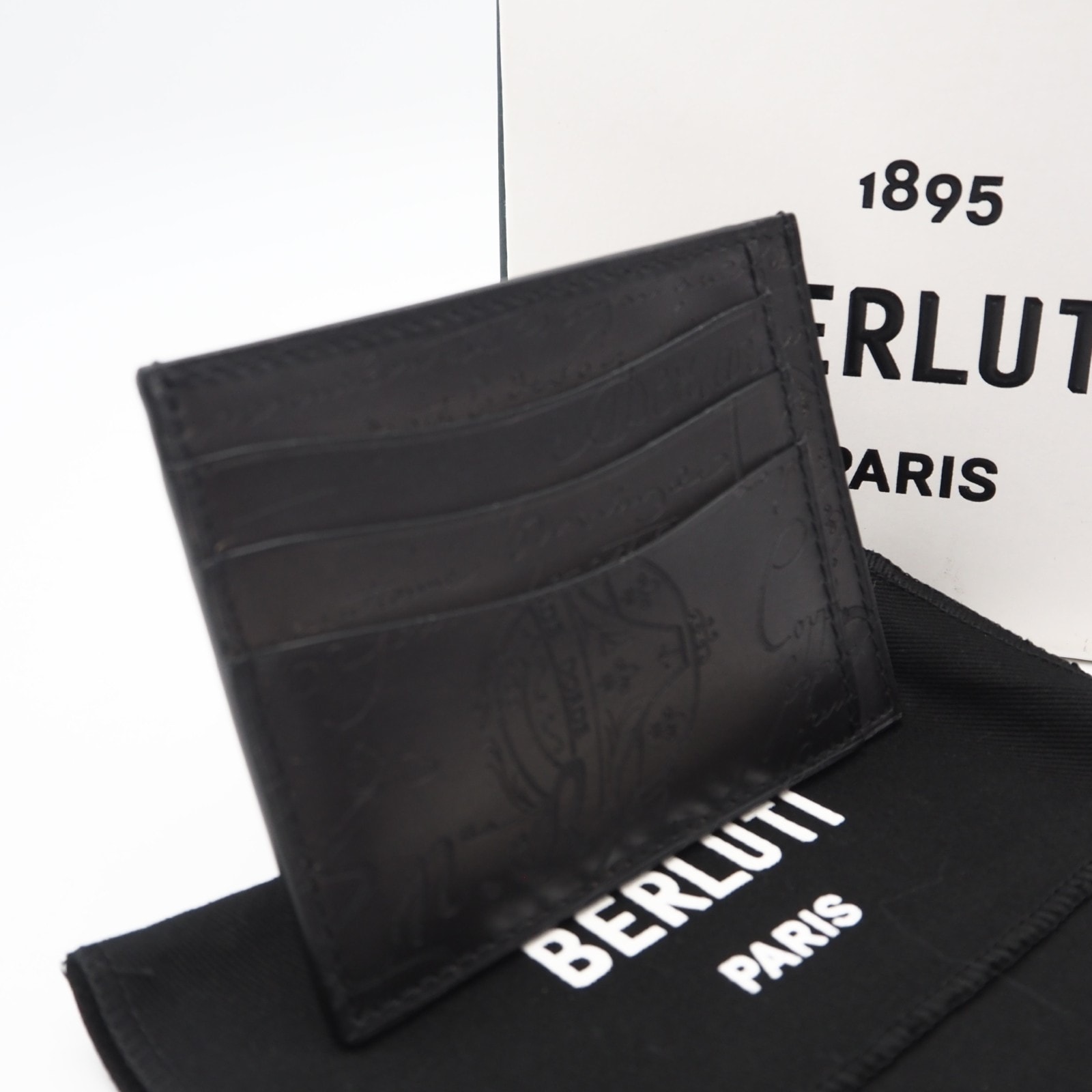 極美品 Berluti ベルルッティ バンブー テトリス スクリットレザー カードホルダー BAMBOU_TETRIS_NEO-JOUR-V2 カードケース ブラック カーフレザー メンズ