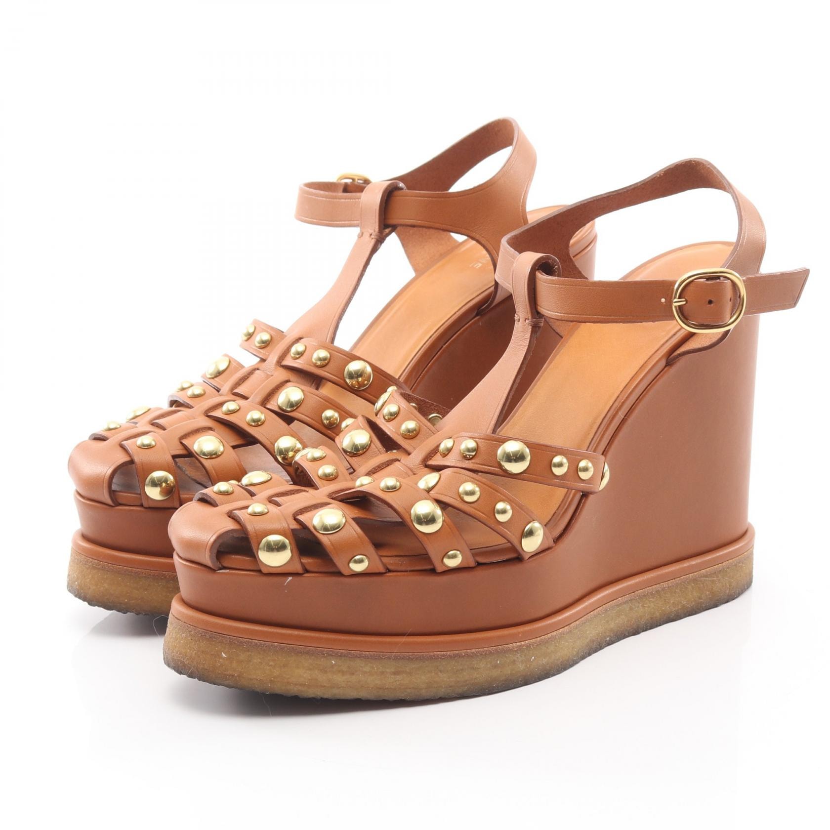 セリーヌ CELINE サンダル 靴 レザー レディース ブラウン系 【中古】