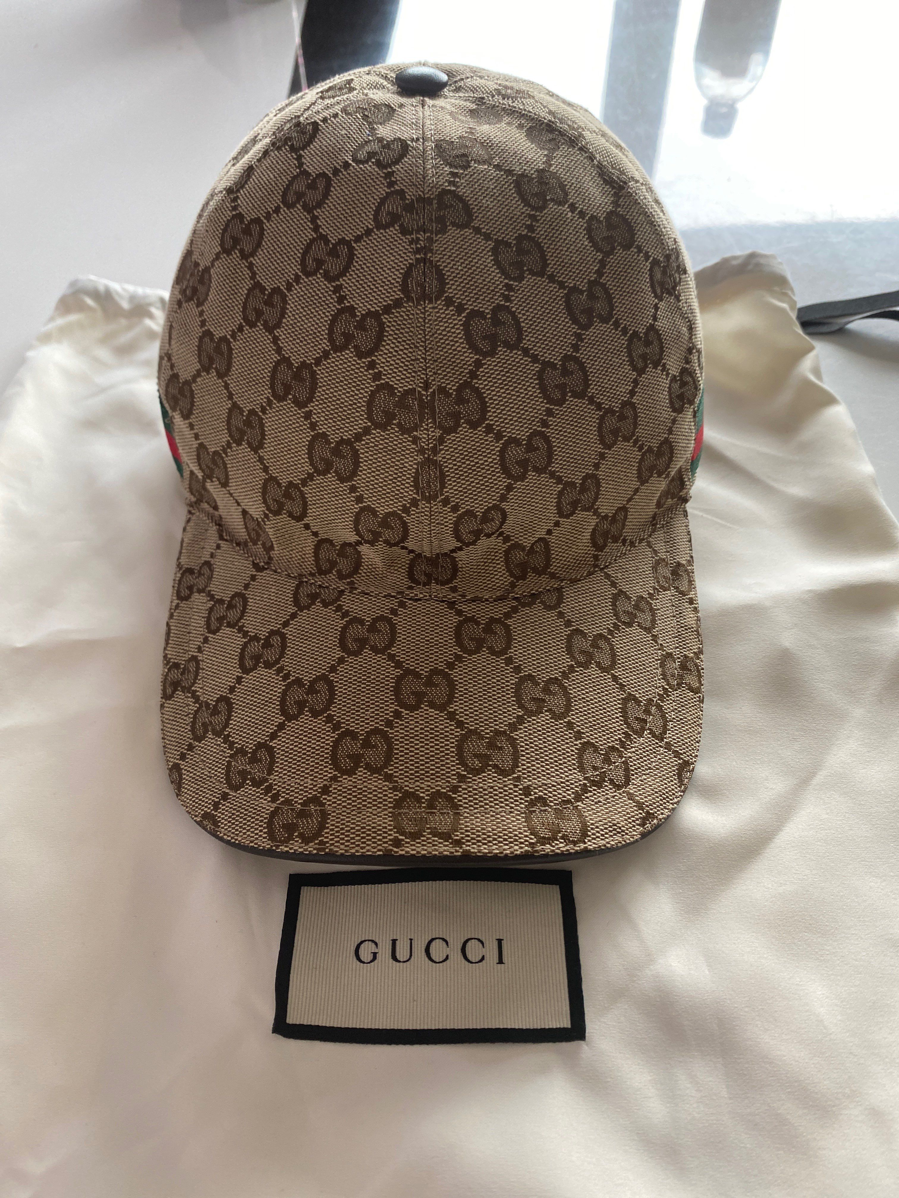 GUCCI Original GG Canvas Baseball Hat With Web "Beige/Ebony"