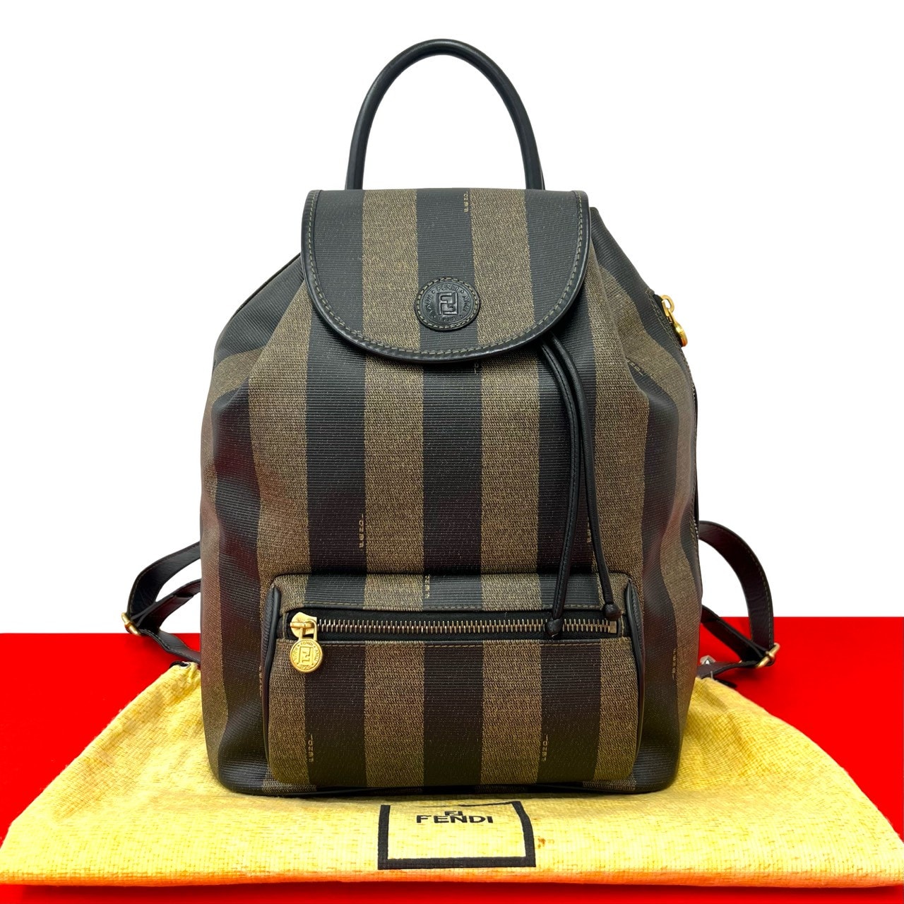 FENDI フェンディ ぺカン FF 柄 レザー PVC リュックサック ブラック
 65932