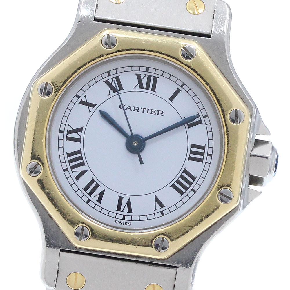 カルティエ サントスオクタゴンSM YGベゼル  レディース 【中古】