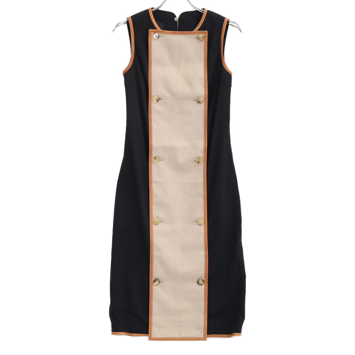 バーバリー フロントボタン レザーパイピング ノースリーブ ※サイズの表記はございません。