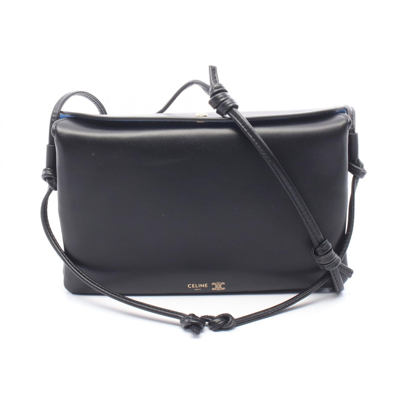 セリーヌ CELINE トリオ フラップ ショルダーバッグ バッグ レザー レディース ブラック系 10P862O8638NO 【新品】