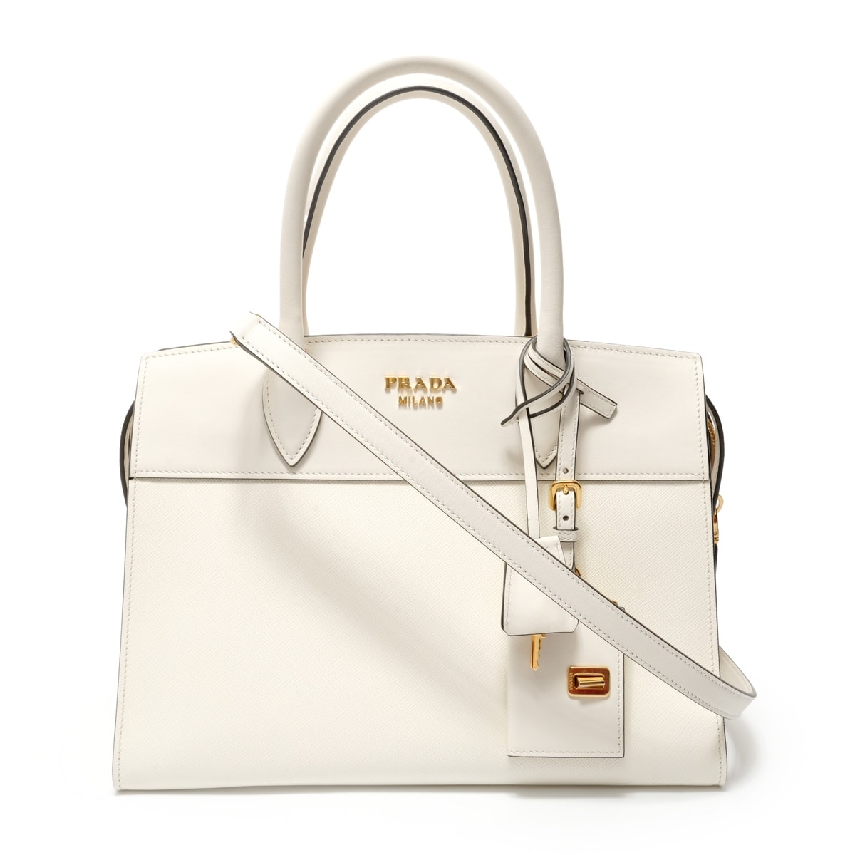 プラダ PRADA ビブリオテーク サフィアーノレザー 2WAY ハンドバッグ【中古】