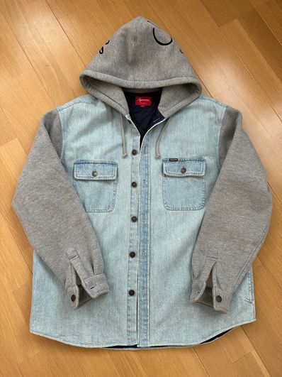 Supreme Fleece Hooded Denim Shirt "Blue"