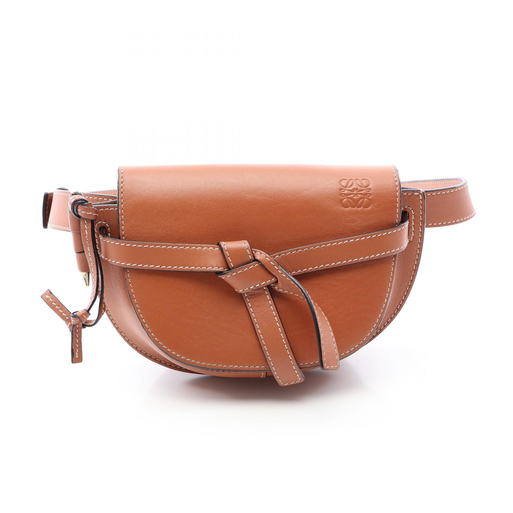 ロエベ LOEWE ゲートバムバッグ ウエストバッグ ボディバッグ バッグ レザー レディース ブラウン系 【中古】