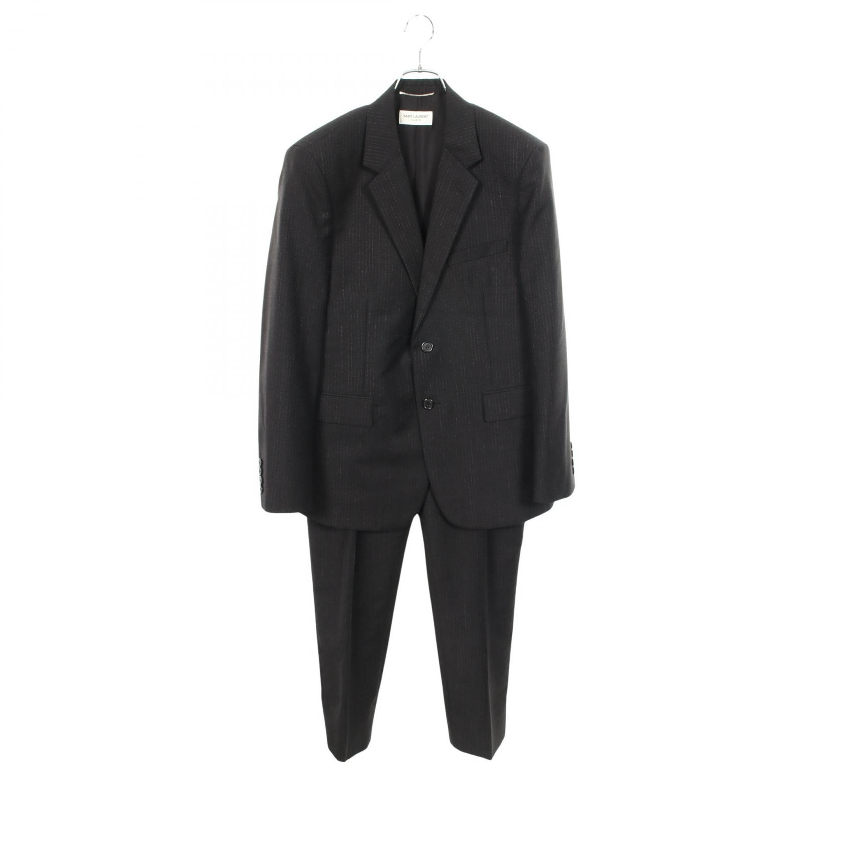 サンローランパリ SAINT LAURENT PARIS ストライプ スーツ 衣料品 ウール モヘヤ メンズ ブラック系 507472/607843 【中古】