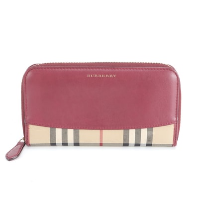 ■美品 バーバリー ノバ チェック長財布 レザー×キャンバス