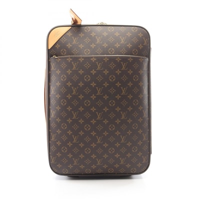 ルイ・ヴィトン LOUIS VUITTON ペガス55 キャリーバッグ バッグ PVCコーティングキャンバス レザー モノグラム メンズ レディース ブラウン系 M23294 【中古】